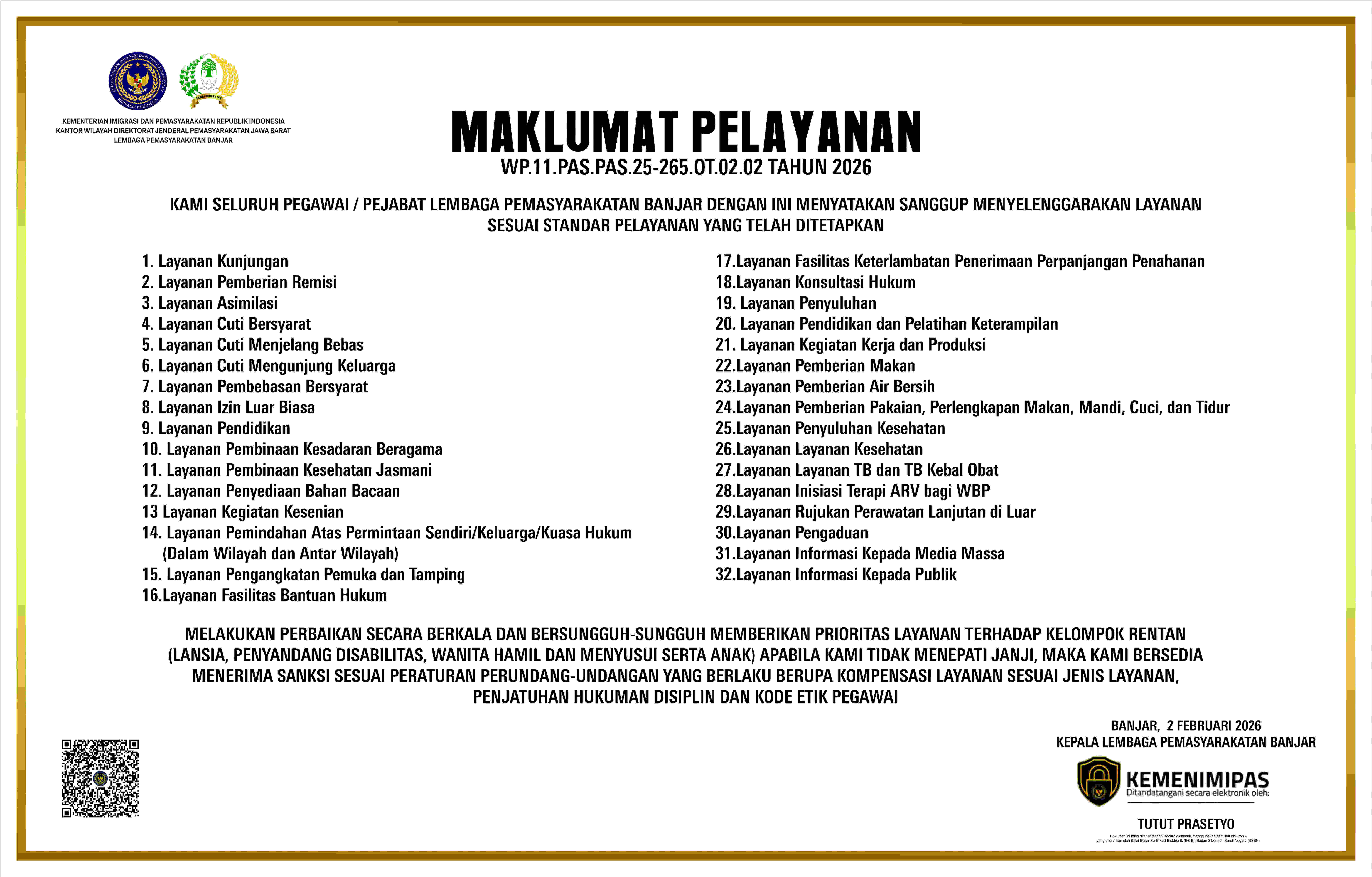 Maklumat Pelayanan