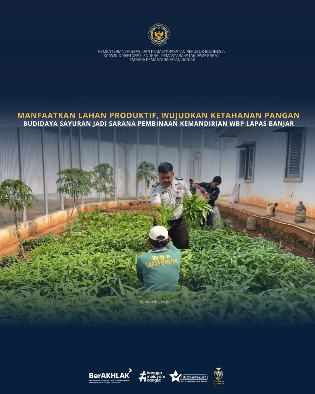 Manfaatkan Lahan Produktif, wujudkan Ketahanan Pangan Budidaya Sayuran Jadi Sarana Pembinaan Kemandirian WBP Lapas Banjar