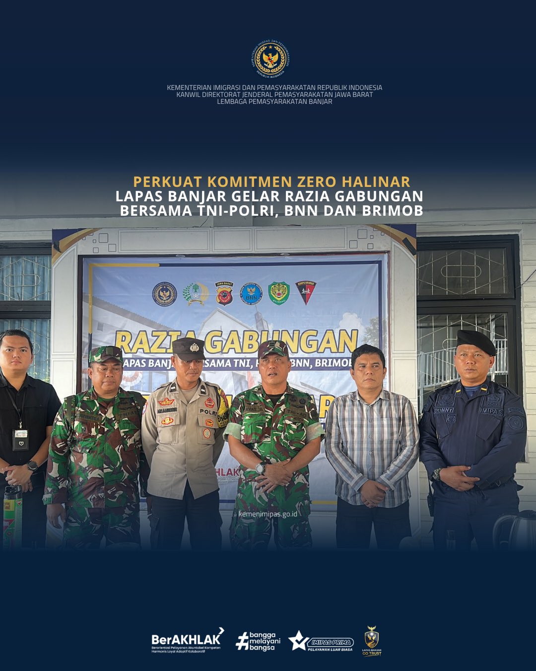 Perkuat Komitmen Zero Halinar, Lapas Banjar Gelar Razia Gabungan Bersama TNI-Polri, BNN dan Brimob