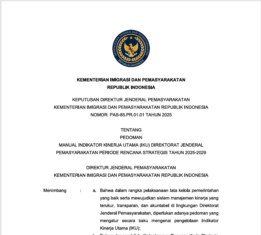 MANUAL INDIKATOR KINERJA UTAMA  (IKU) DITJENPAS (2025-2029)